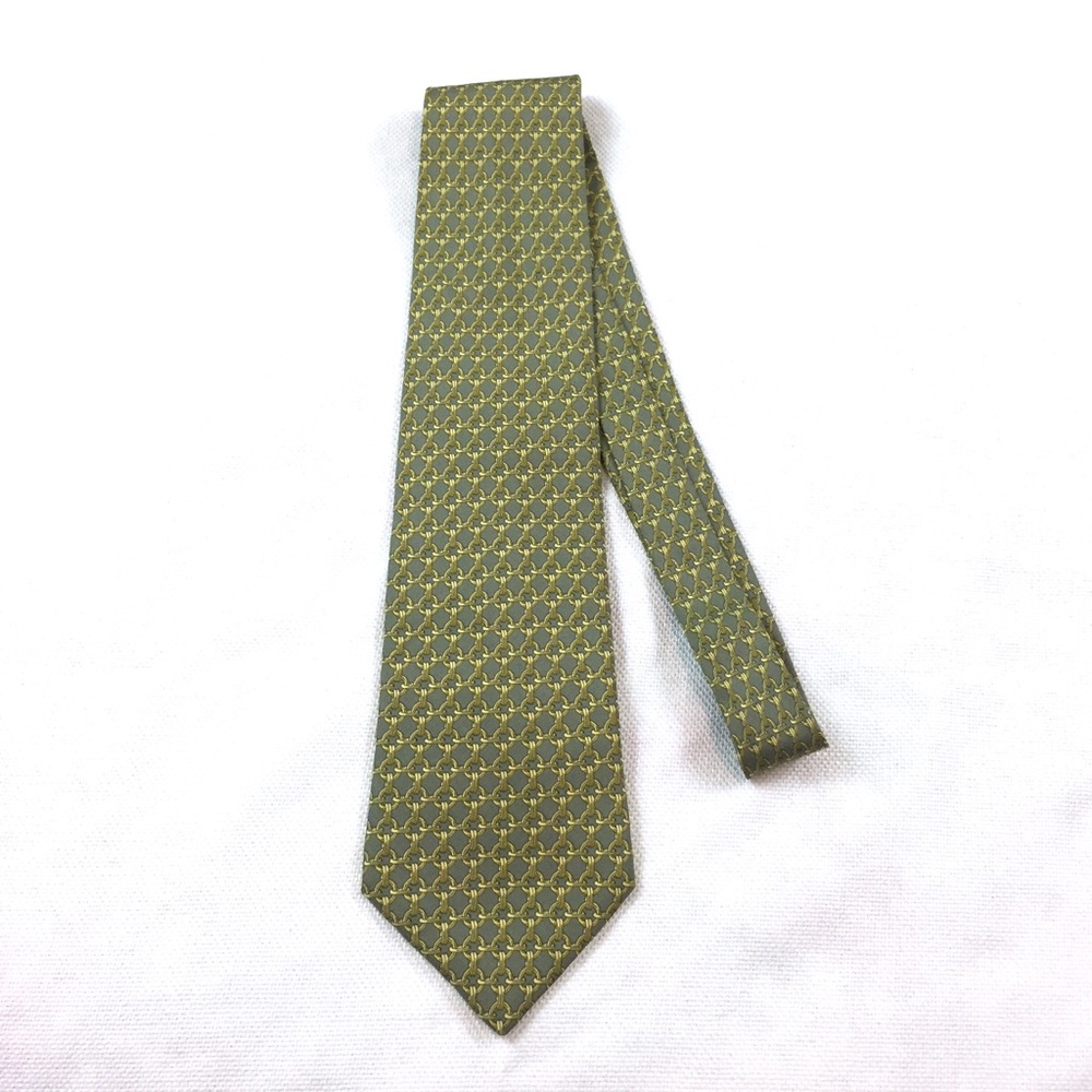 Hermes Paris Tie 59 EA Silk Chain Link Pattern